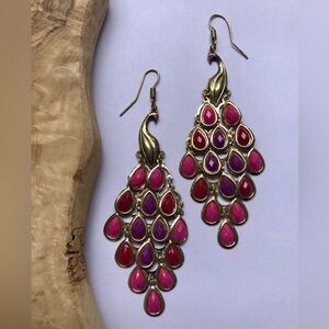 Pink Peacock Earrings